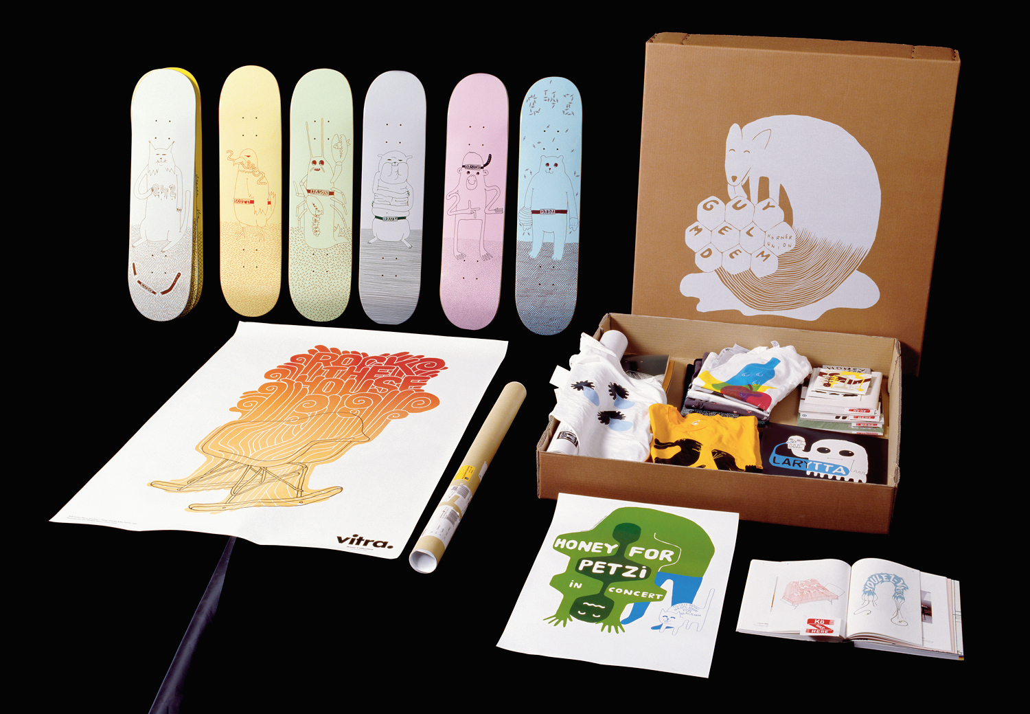 Illustration und Grafik für diverse Plakate, T-Shirts, Skateboards und Publikationen