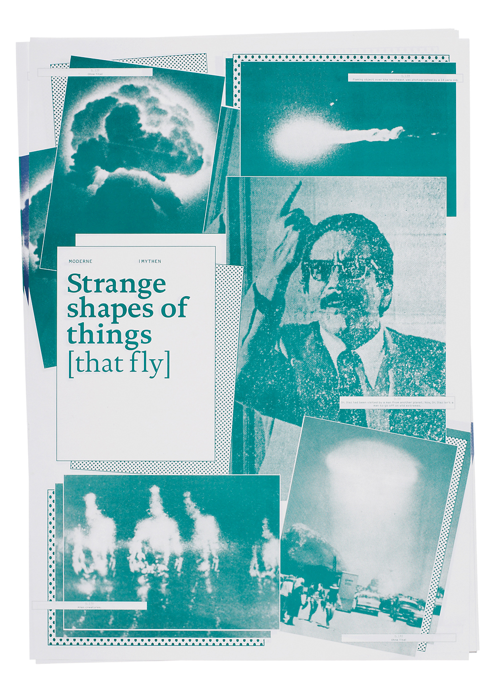Plakat, 'Moderne Mythen: Strange shapes of things (that fly)'