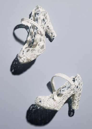 Vêtement objet, robe biche, souliers