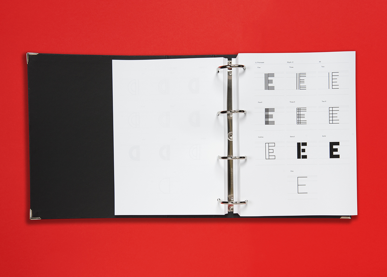 « LL Prismaset Carved », Schrift