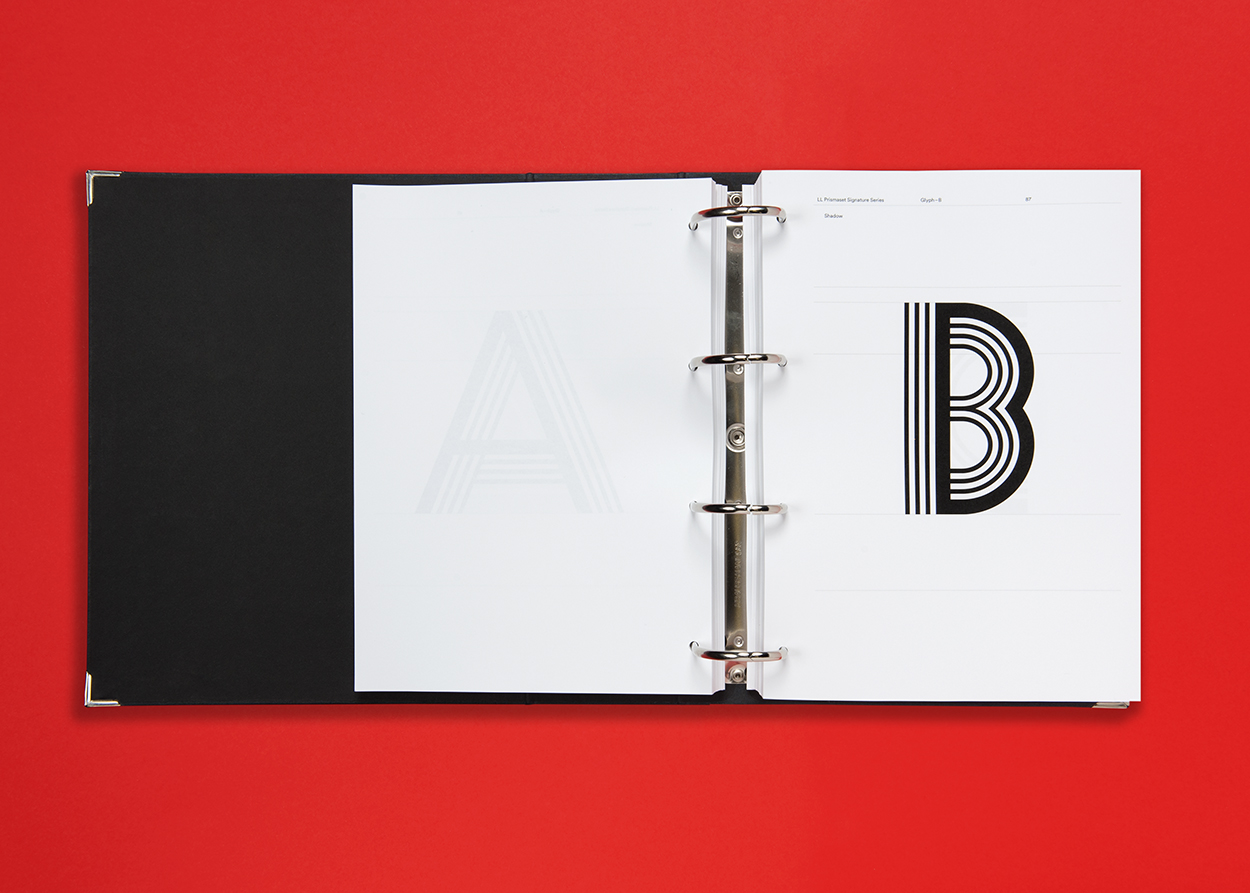 « LL Prismaset Carved », Schrift