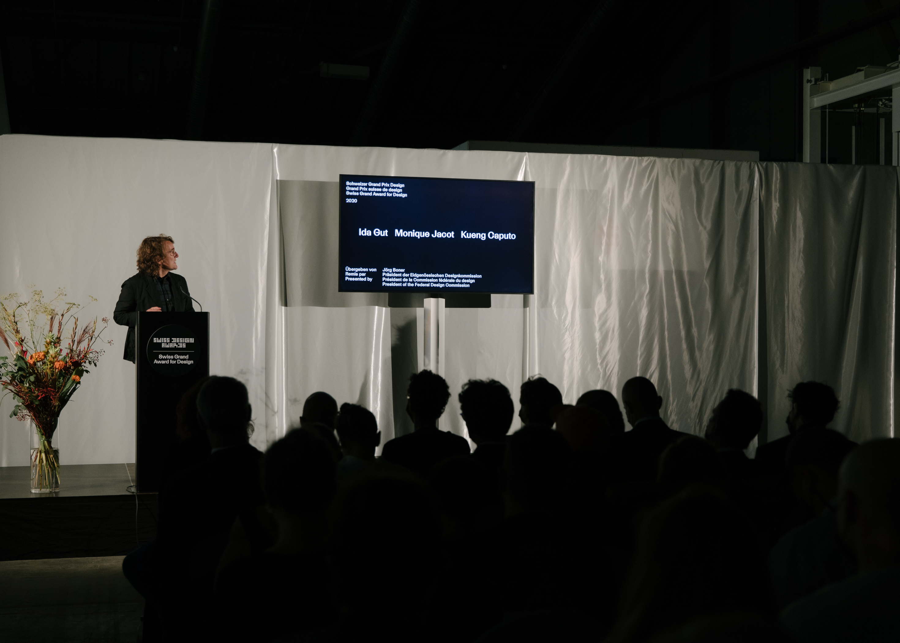 Swiss Design Awards ceremony. Jörg Boner introduces the laureates of the Swiss Grand Award for Design 2020