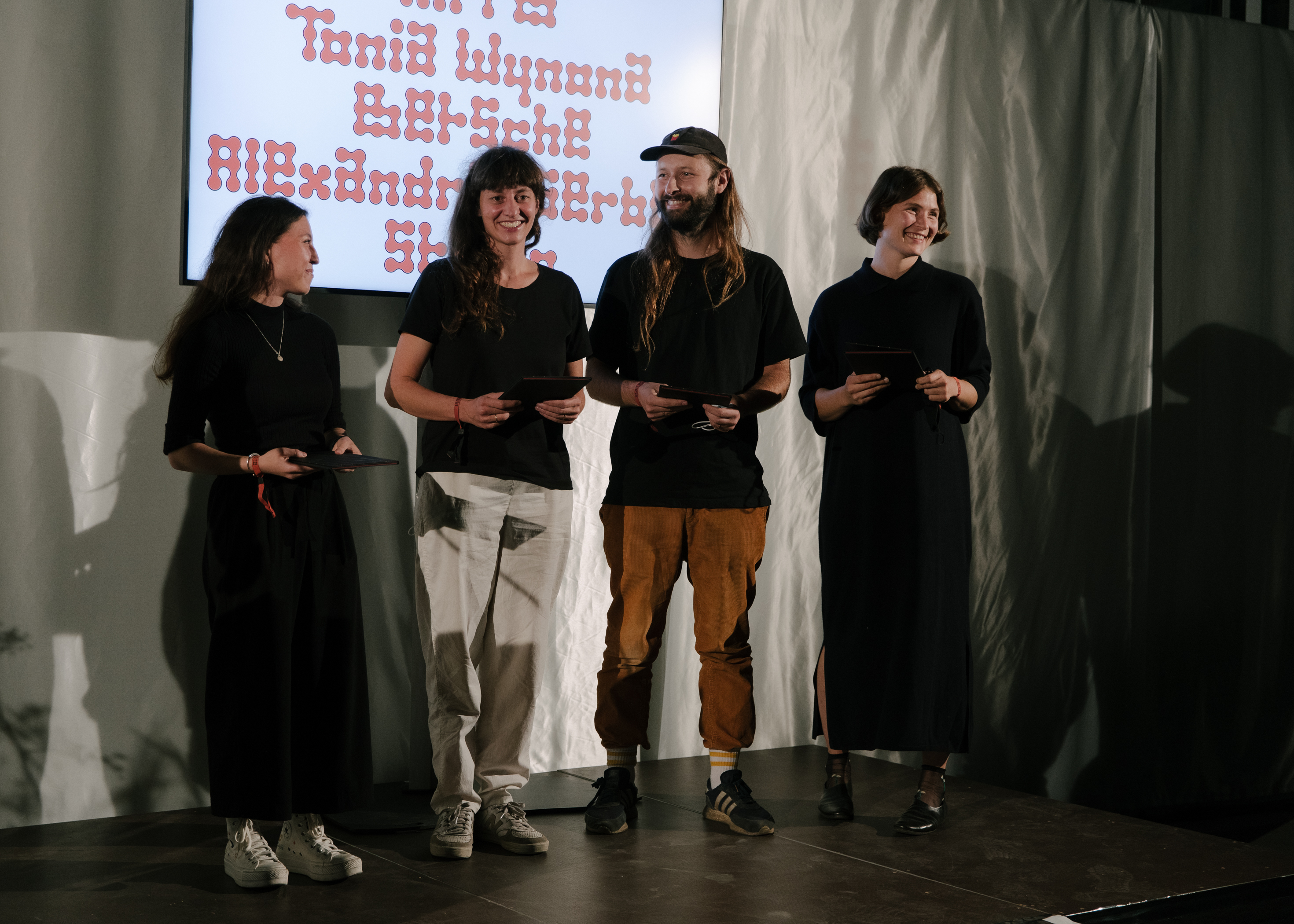 Swiss Design Awards ceremony. Tonia Wynona Betsche, Andrea Anner, Thibault Brevet, Alexandra Gerber