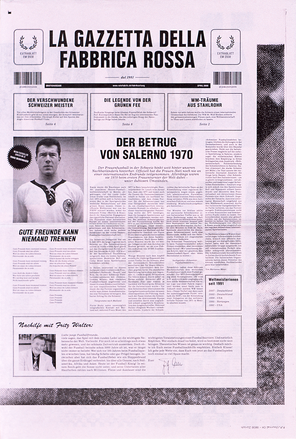 'LA GAZZETTA DELLA FABBRICA ROSSA. Extrablatt zur EM 2008', 04/2008