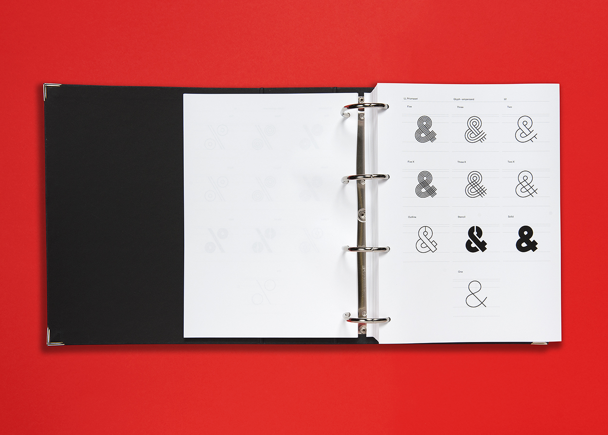 « LL Prismaset Carved », Schrift