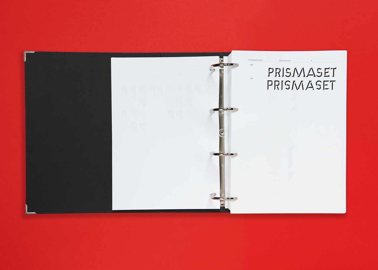 « LL Prismaset Carved », Schrift