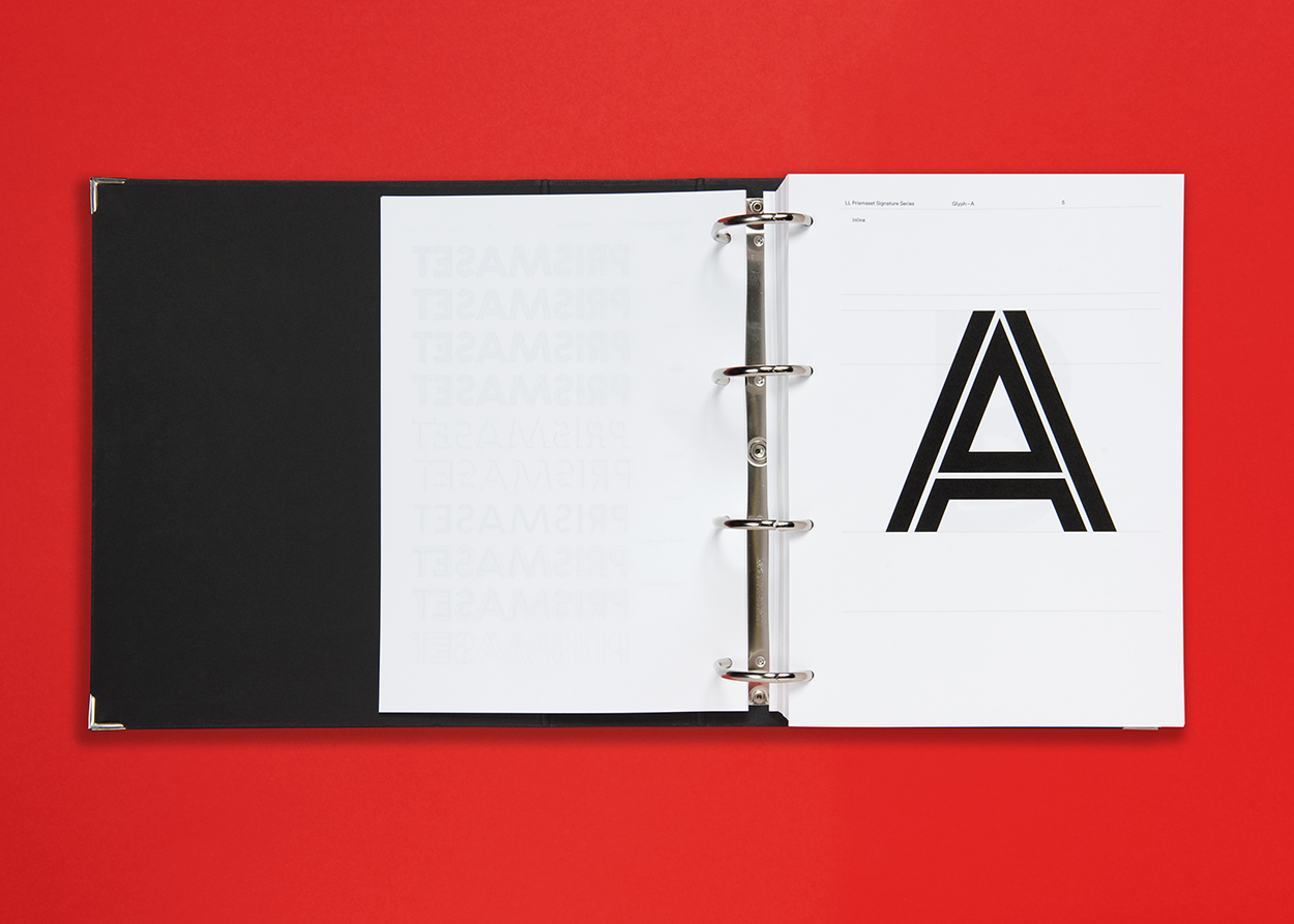 « LL Prismaset Carved », Schrift