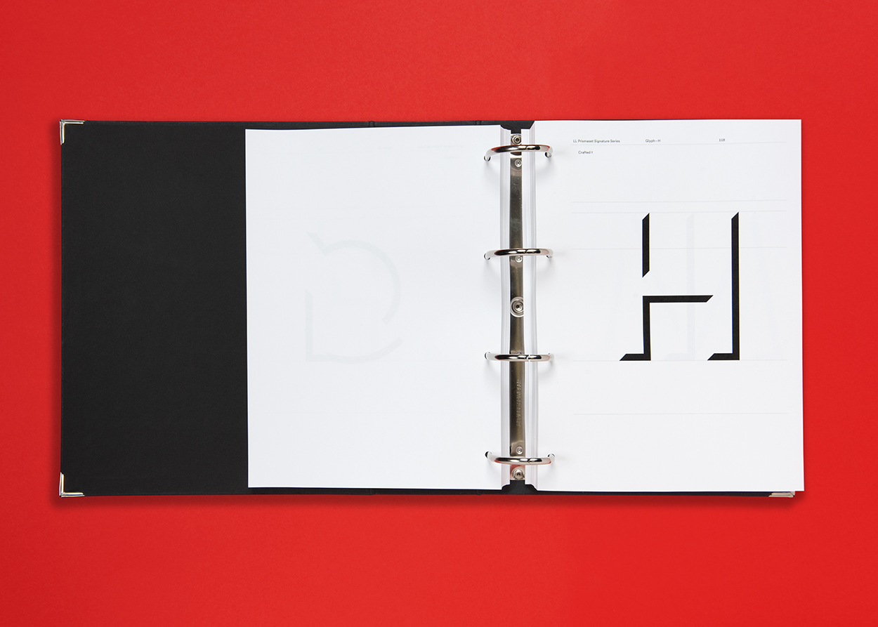 « LL Prismaset Carved », Schrift