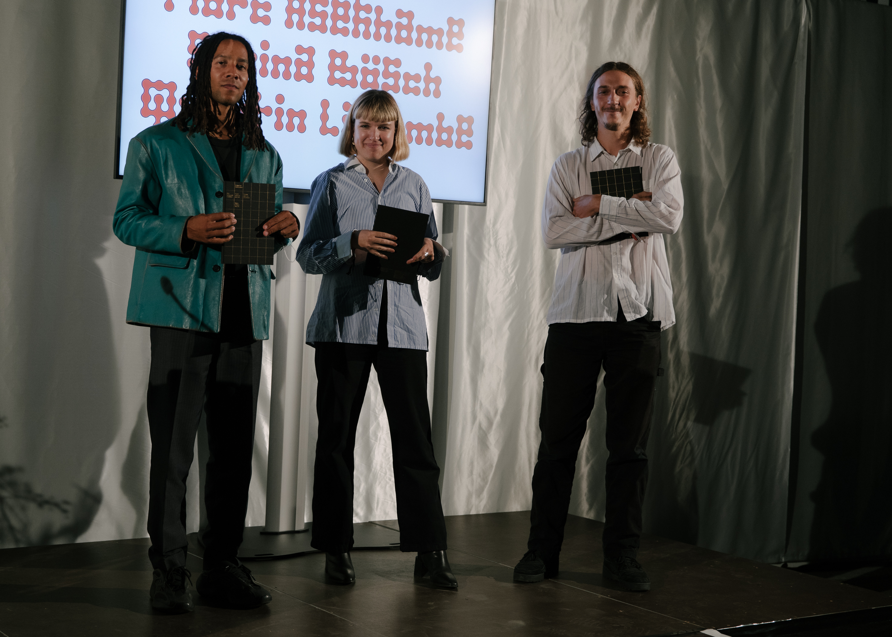 Swiss Design Awards ceremony. Marc Asekhame, Sabina Bösch, Quentin Lacombe