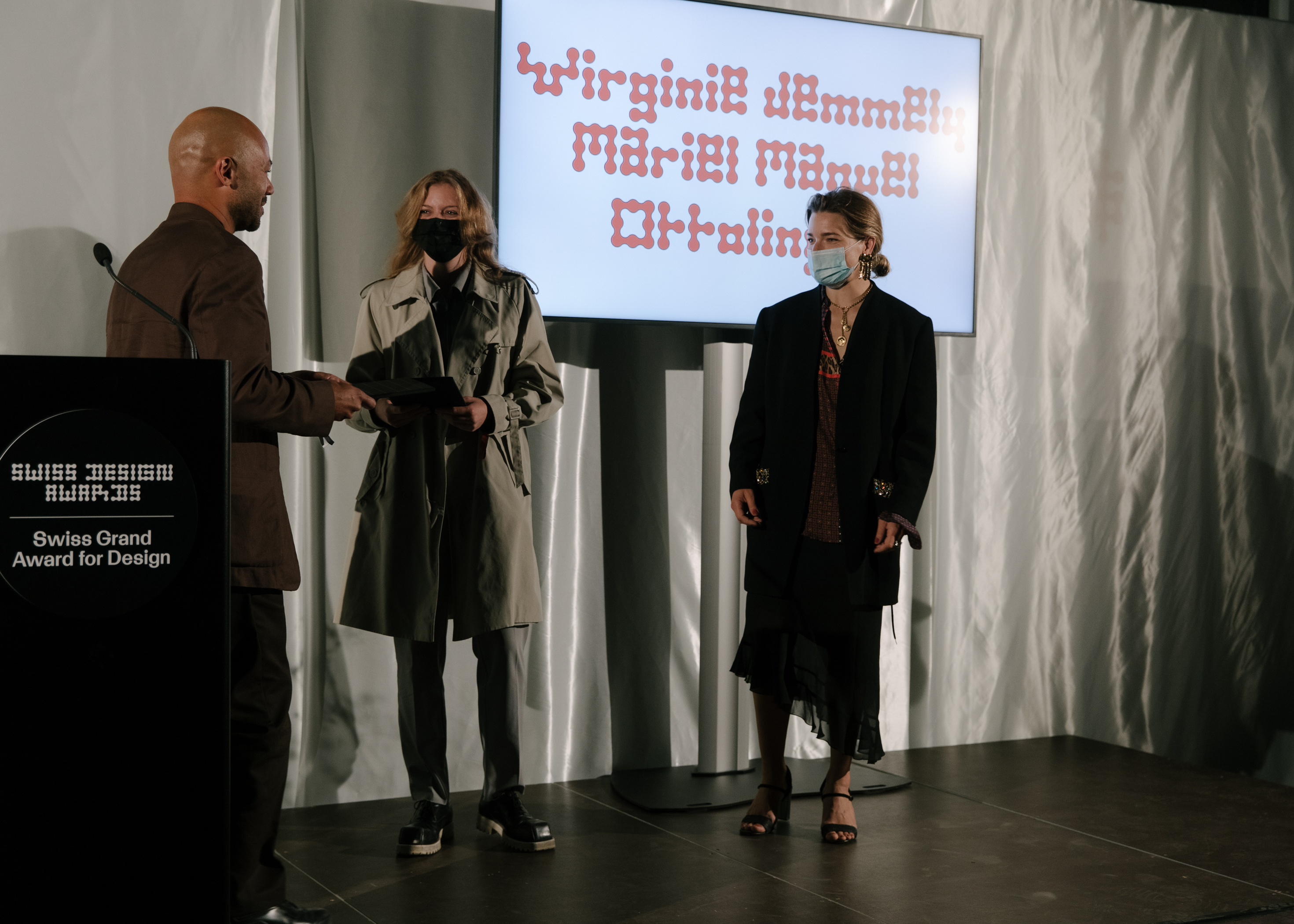 Swiss Design Awards ceremony. Joy Ahoulou, Virginie Jemmely, Mariel Manuel