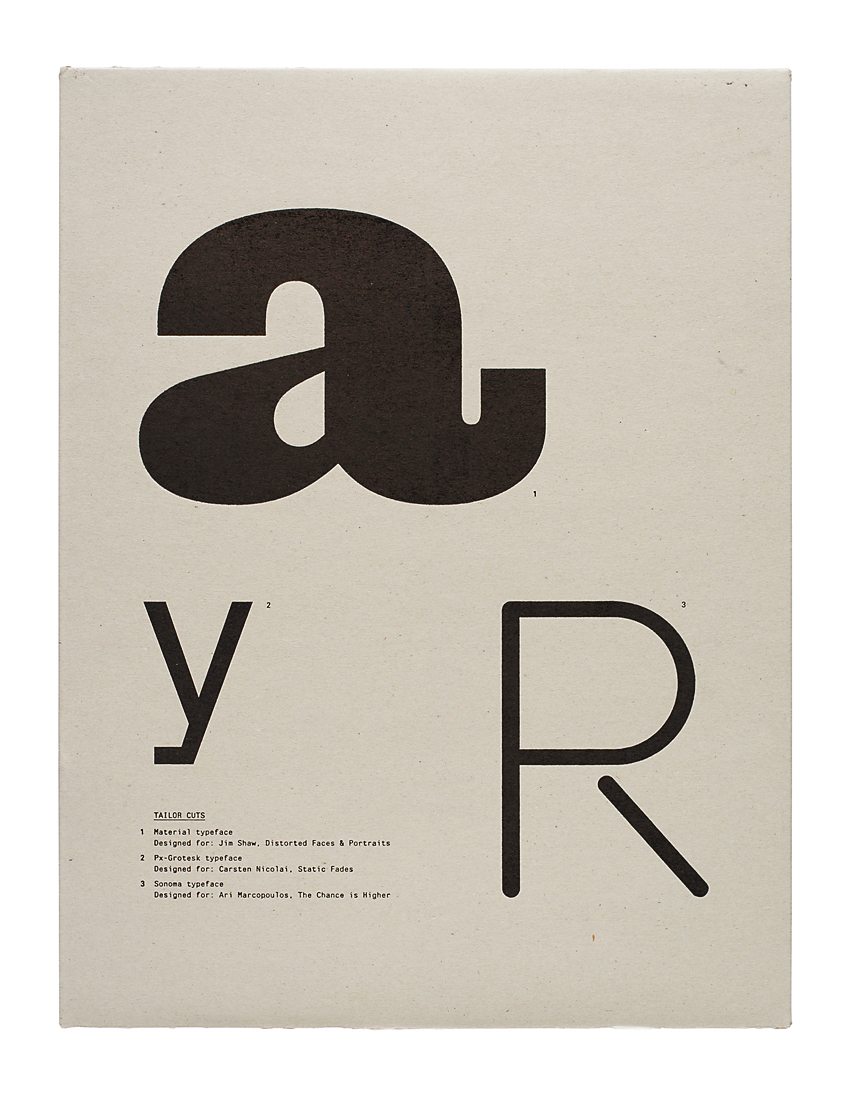 'Tailor Cuts', trois polices de caractère, trois livres