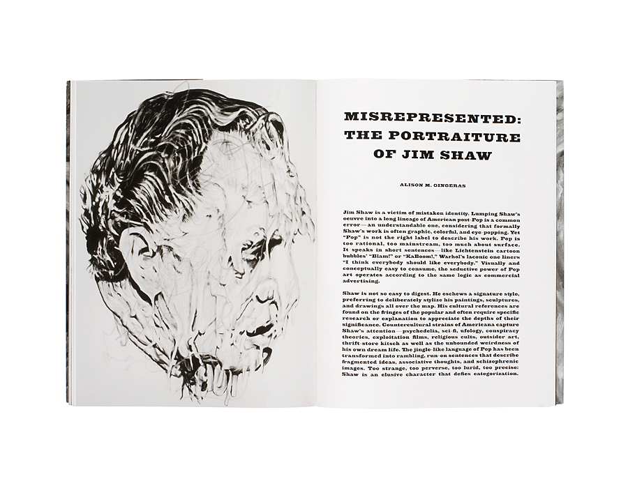 police de caractère 'Material' pour le livre 'Jim Shaw. Distorted Faces & Portraits'