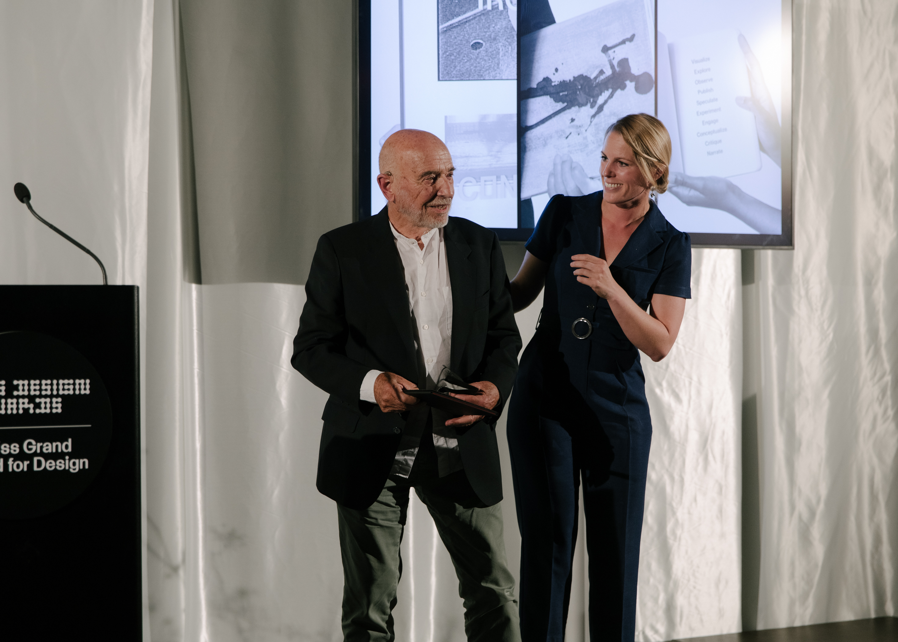 Swiss Design Awards ceremony. Peter Knapp, Tatyana Franck